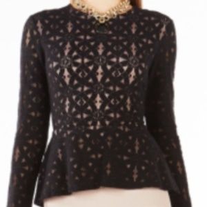 BCBGmaxazria Estelle Lace Peplum Top